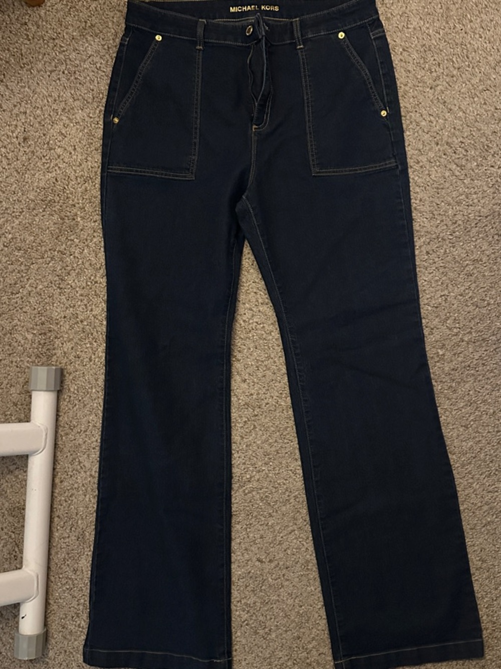 Michael Kors women’s  Navy Denim Jeans with Gold Button